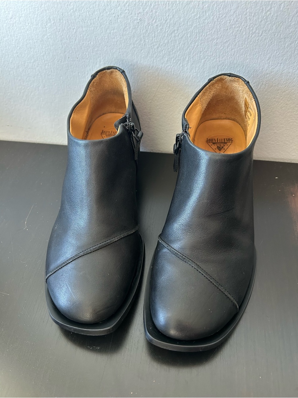 John Fluevog Bohus side-zip ankle booties black leather